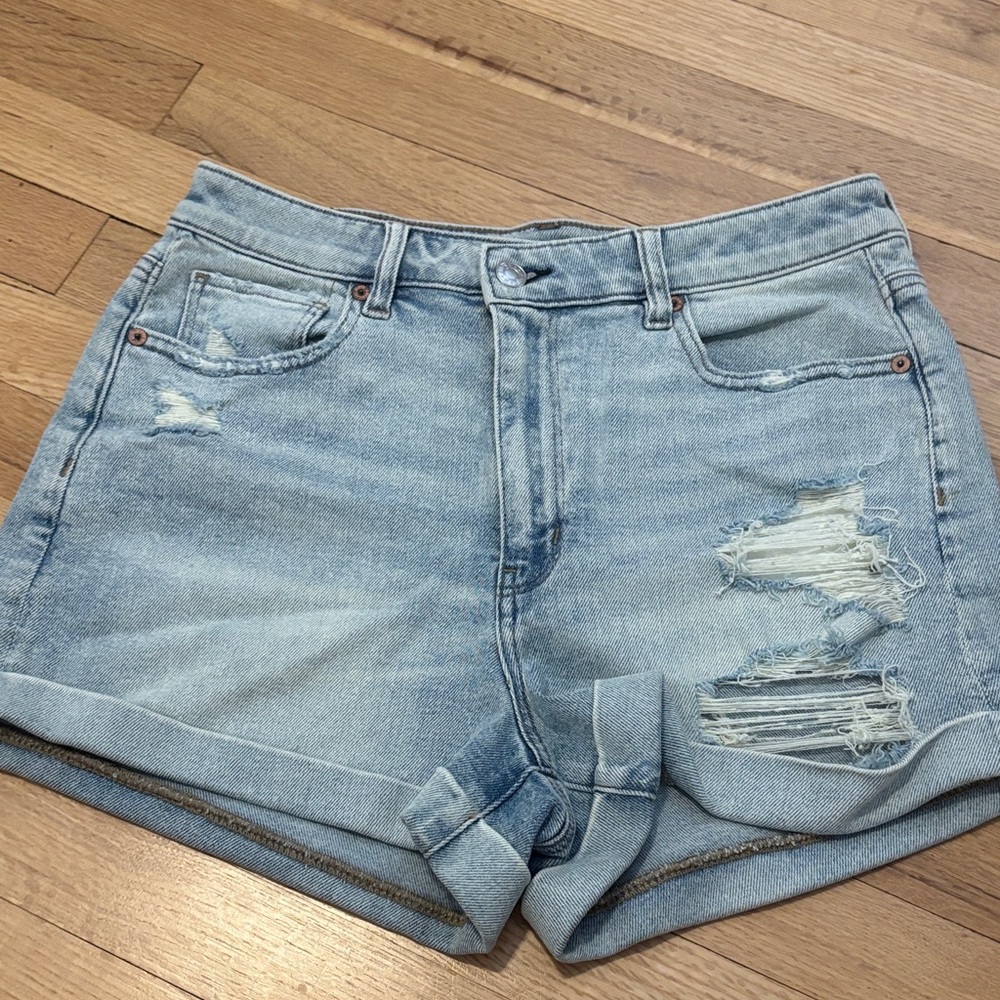 American Eagle Outfitters Light Blue Distressed Jean Shorts